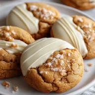 White Chocolate Dipped Chewy Maple Cookies