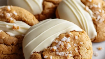 White Chocolate Dipped Chewy Maple Cookies