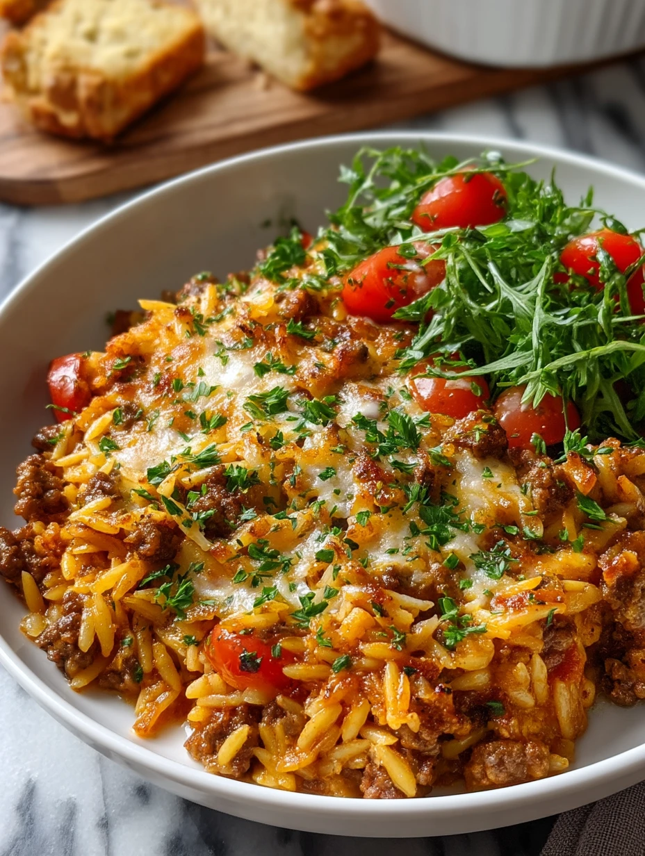One-Pan Ground Beef Orzo Bake
