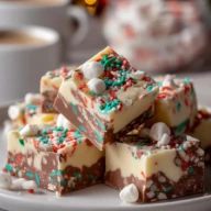 Easy Christmas Fudge with Sprinkles
