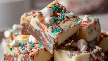 Easy Christmas Fudge with Sprinkles