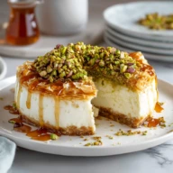 Honey Pistachio Baklava Cheesecake