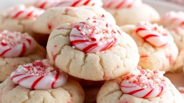 Candy Cane Kiss Cookies