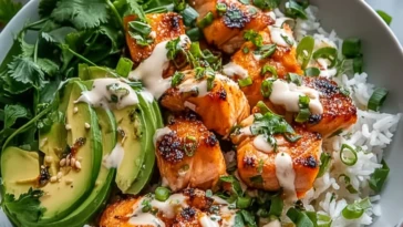 Bang Bang Salmon Bowls With Rice