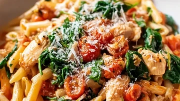 Tomato Spinach Chicken Pasta