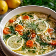 Greek Inspired Lemon Chicken Orzo Soup