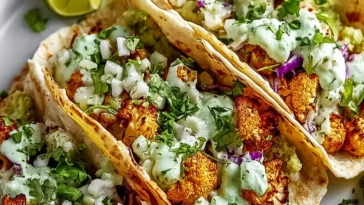 Cauliflower Tacos with Cilantro Lime Crema