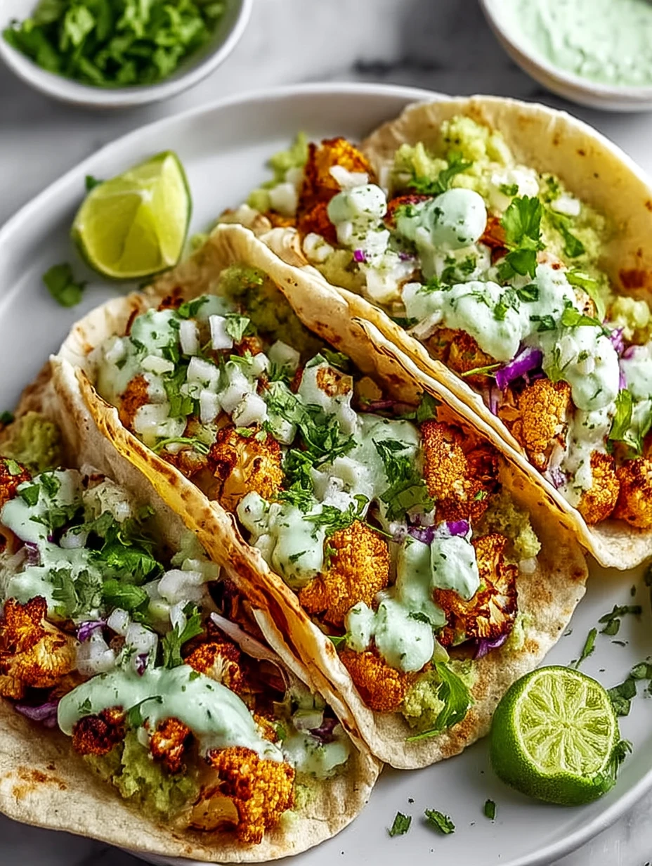 Cauliflower Tacos with Cilantro Lime Crema
