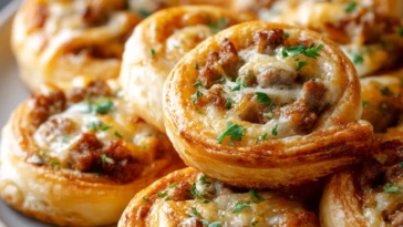 Cheesy Puff Pastry Sausage Pinwheels