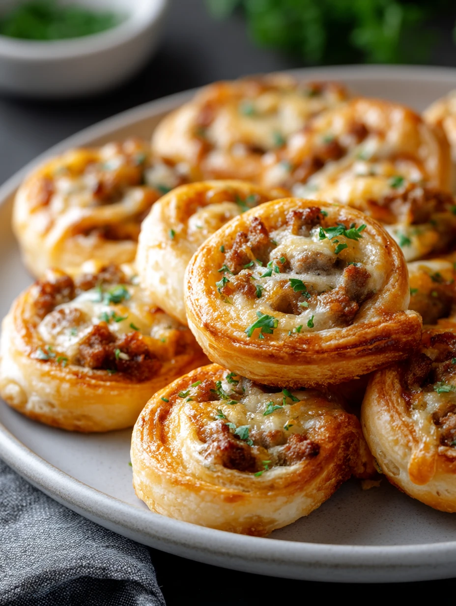 Cheesy Puff Pastry Sausage Pinwheels