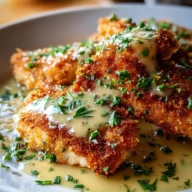 Crispy Parmesan Chicken with a Rich Garlic Sauce