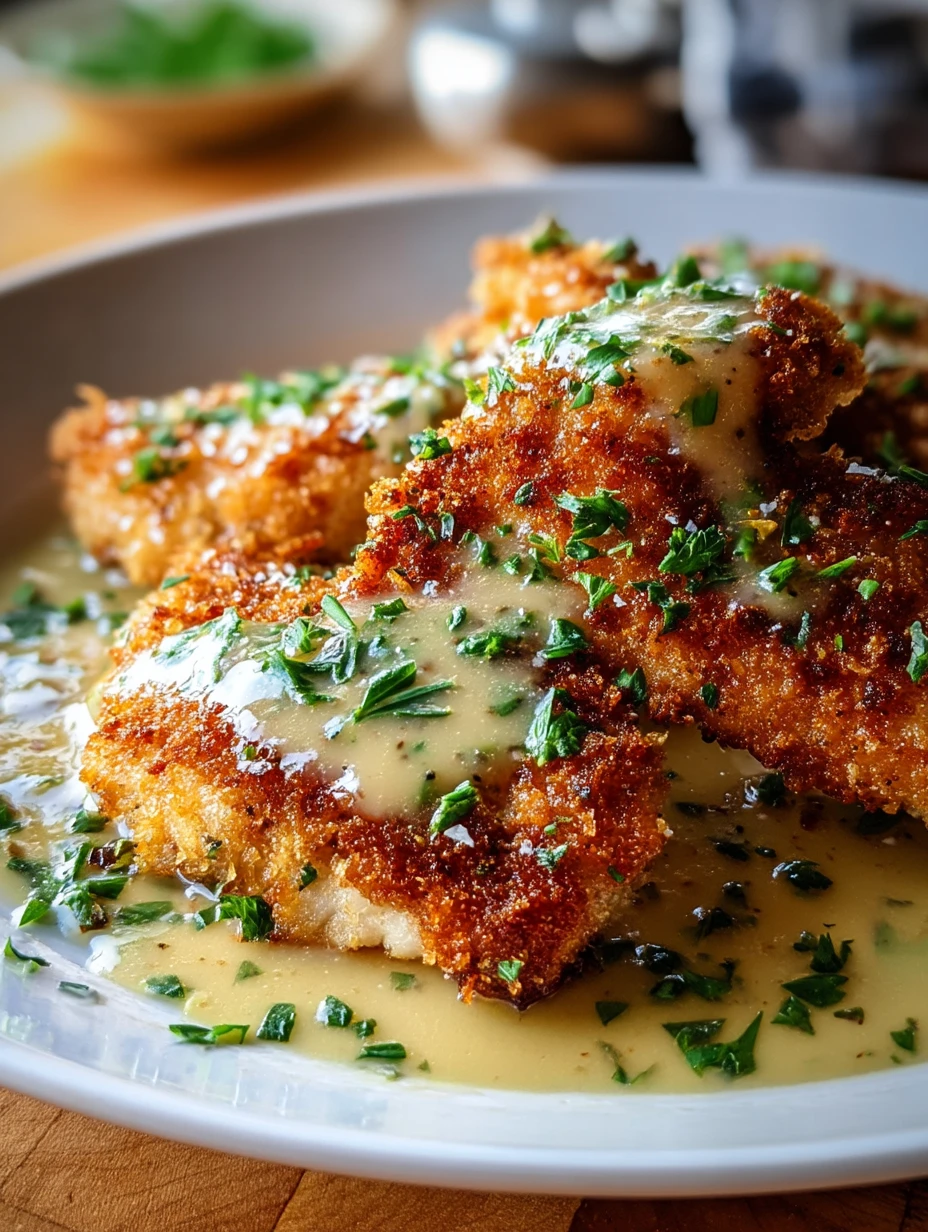 Crispy Parmesan Chicken with a Rich Garlic Sauce