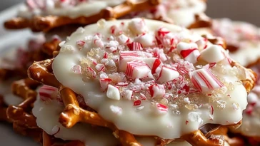 Easy White Chocolate Peppermint Pretzel Crisps