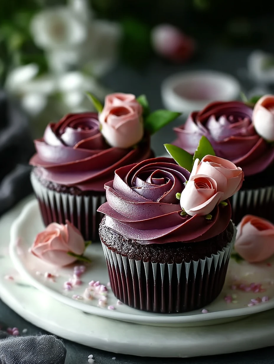 Midnight Rose Garden Cupcakes