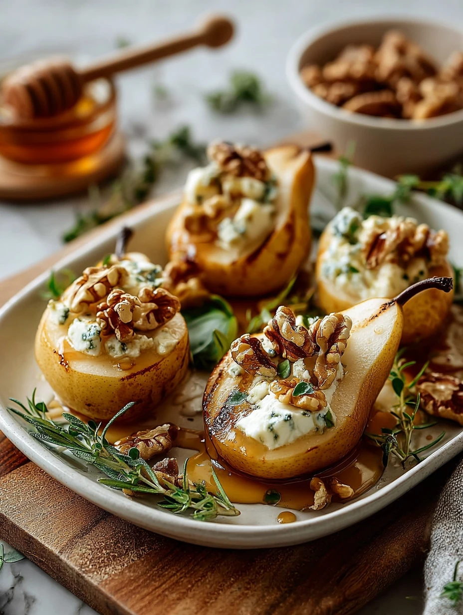 Roasted Pears with Goat Cheese & Maple Walnut Drizzle