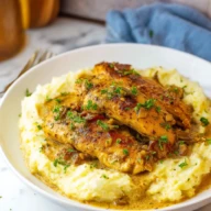 Saucy Herb and Garlic Chicken Skillet with Mashed Potatoes
