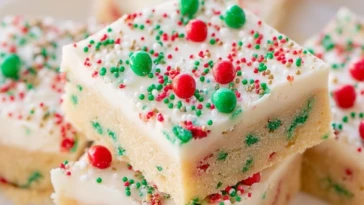 Holiday Sugar Cookie Bars with Cream Cheese Frosting
