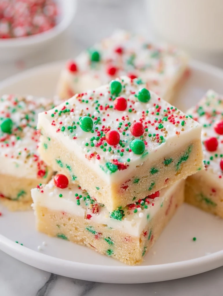 Holiday Sugar Cookie Bars with Cream Cheese Frosting