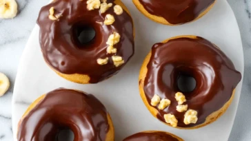 Banana Doughnuts with Chocolate Glaze