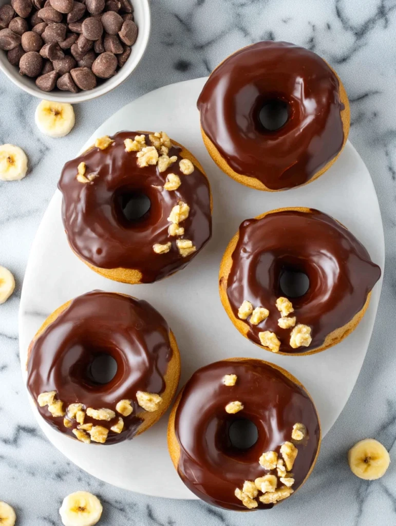 Banana Doughnuts with Chocolate Glaze