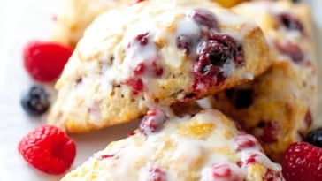 Glazed Mixed Berry Scones