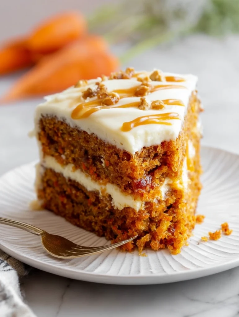 Salted Caramel Carrot Cake with Cream Cheese Frosting