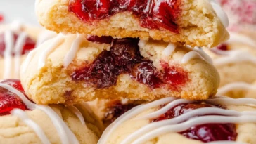 Easy Glazed Stuffed Cherry Pie Cookies