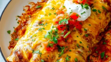 Homemade Smothered Ground Beef Burrito