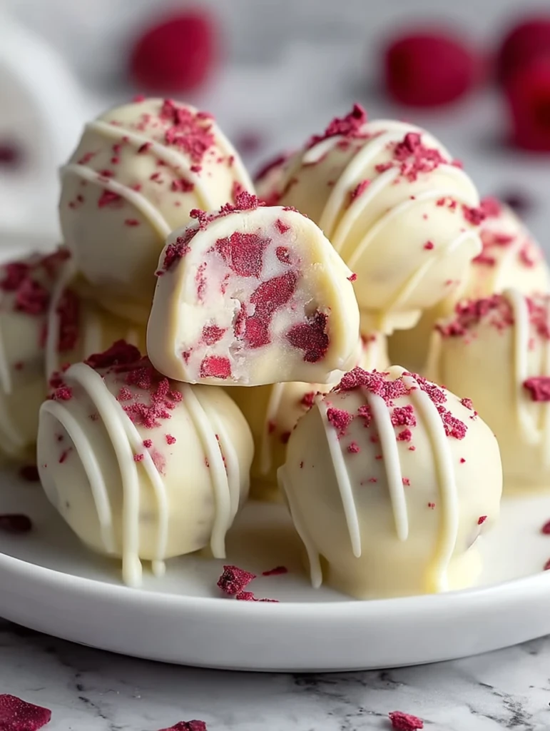 White Chocolate Raspberry Cheesecake Balls