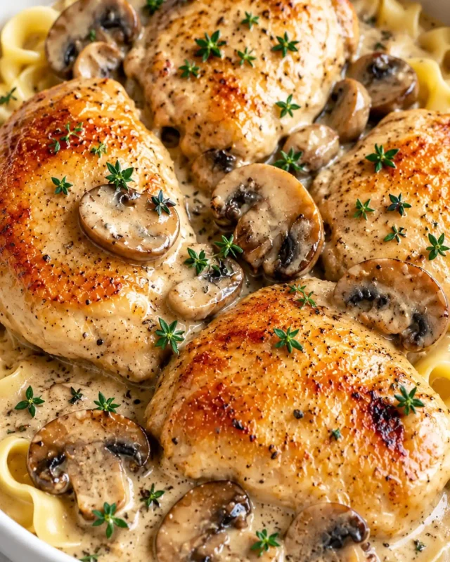 Savory Chicken in a Creamy Asiago Mushroom Sauce