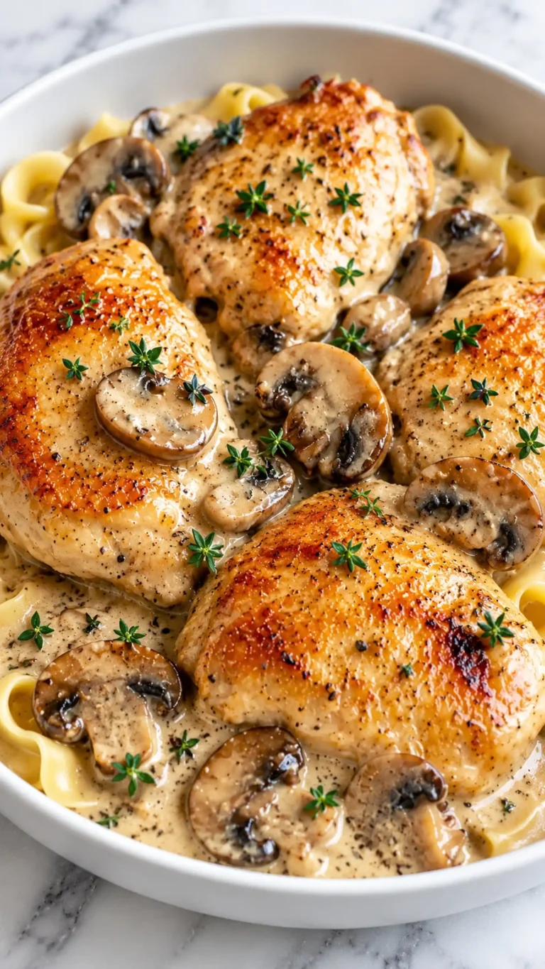 Savory Chicken in a Creamy Asiago Mushroom Sauce